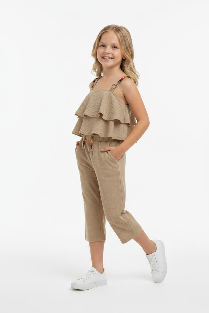 Boho Chic Ruffle Cami & Flowy Wide-Leg Pants Set