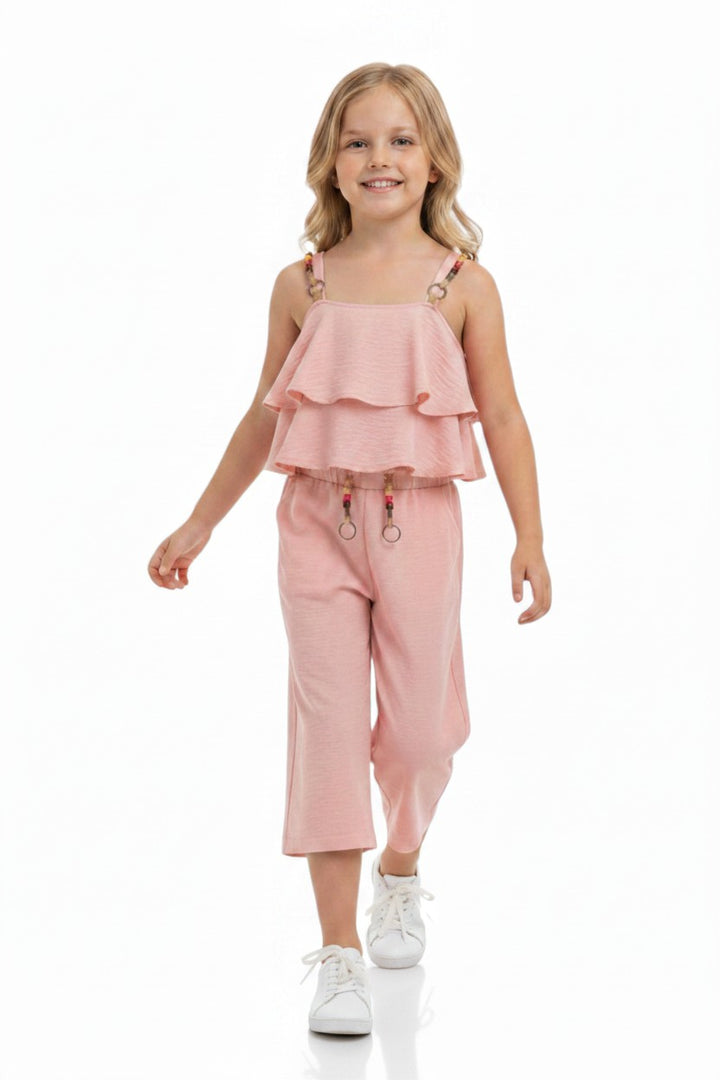 Boho Chic Ruffle Cami & Flowy Wide-Leg Pants Set