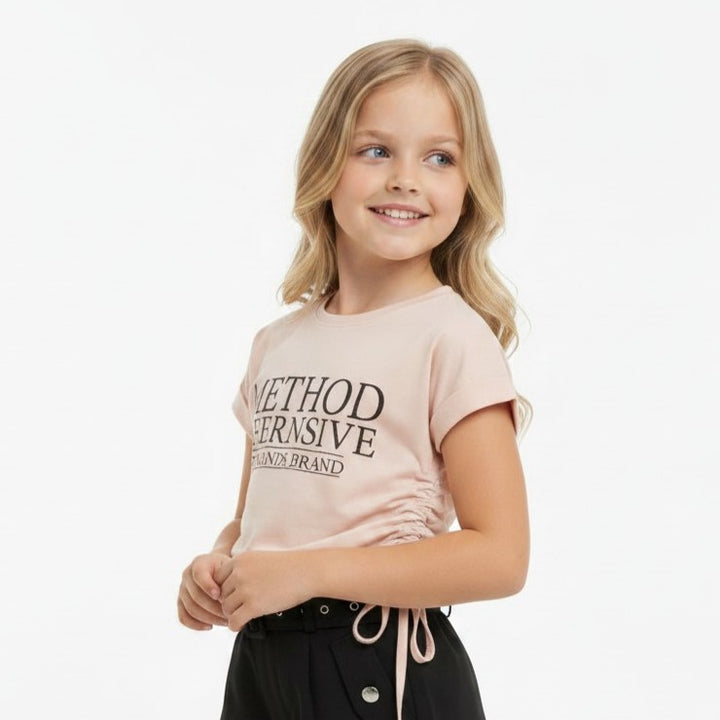 "Method Offensive" Ruched Side Cropped Tee