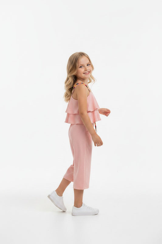 Girls' 2-Piece Ruffle Tiered Cami Top and Wide-Leg Pants Set