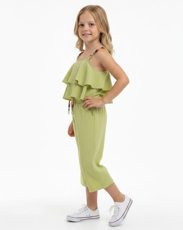 Boho Chic Ruffle Cami & Flowy Wide-Leg Pants Set