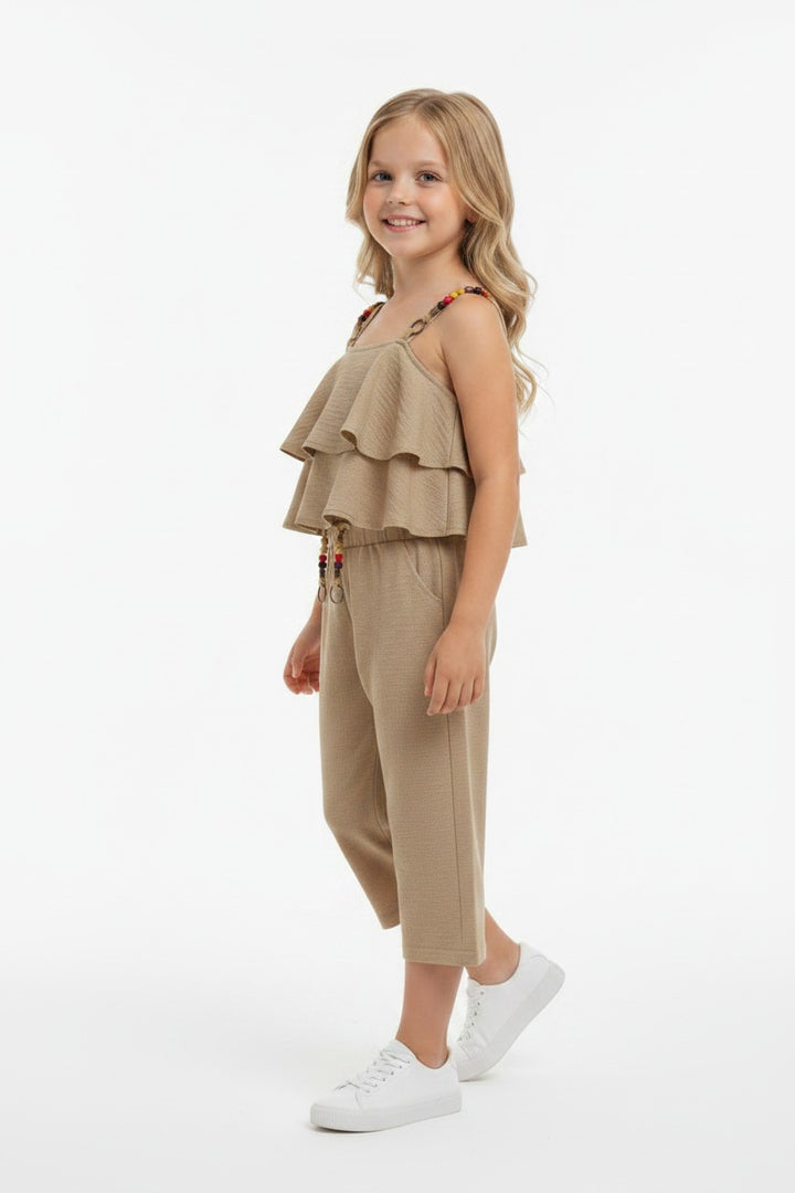 Boho Chic Ruffle Cami & Flowy Wide-Leg Pants Set