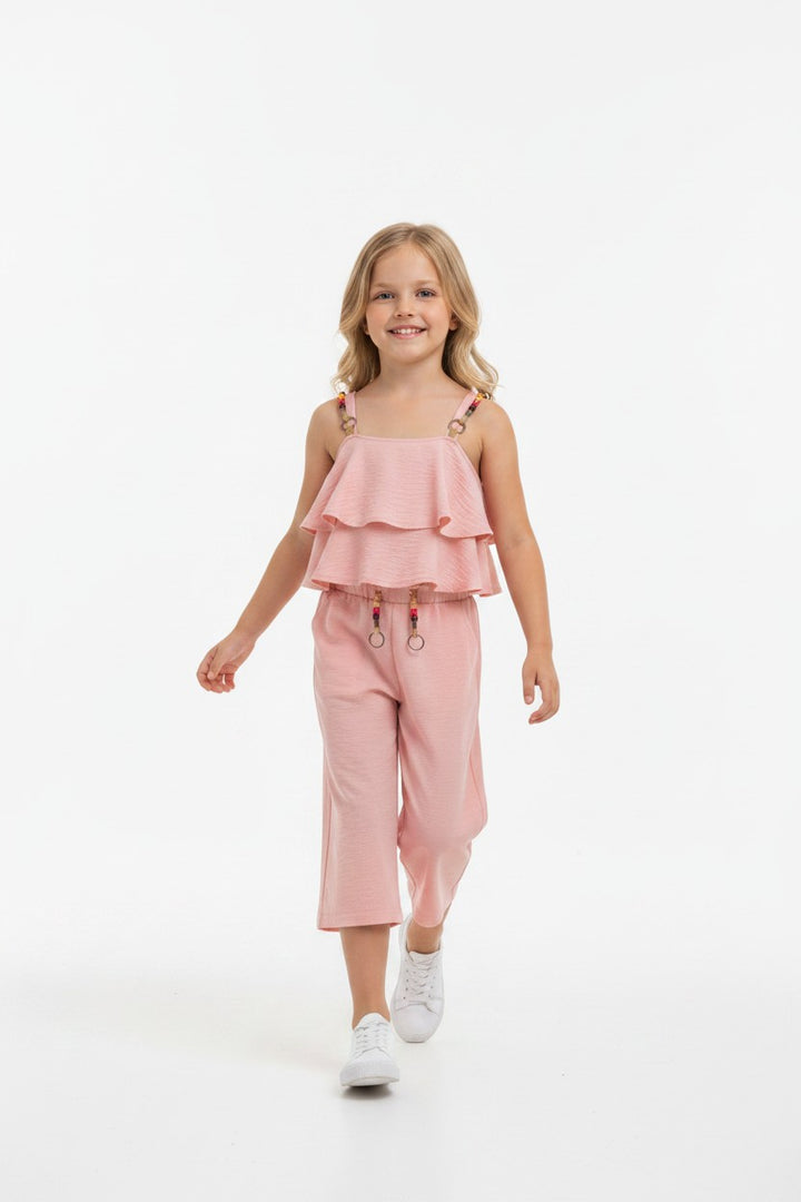 Boho Chic Ruffle Cami & Flowy Wide-Leg Pants Set