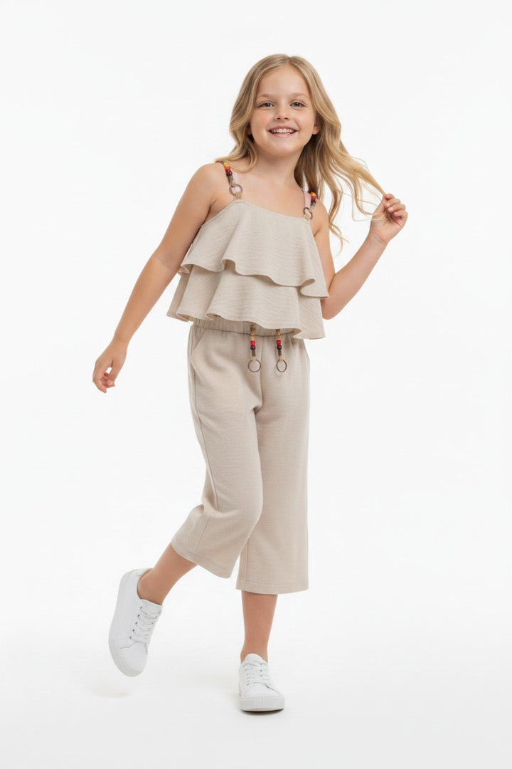 Girls' 2-Piece Ruffle Tiered Cami Top and Wide-Leg Pants Set