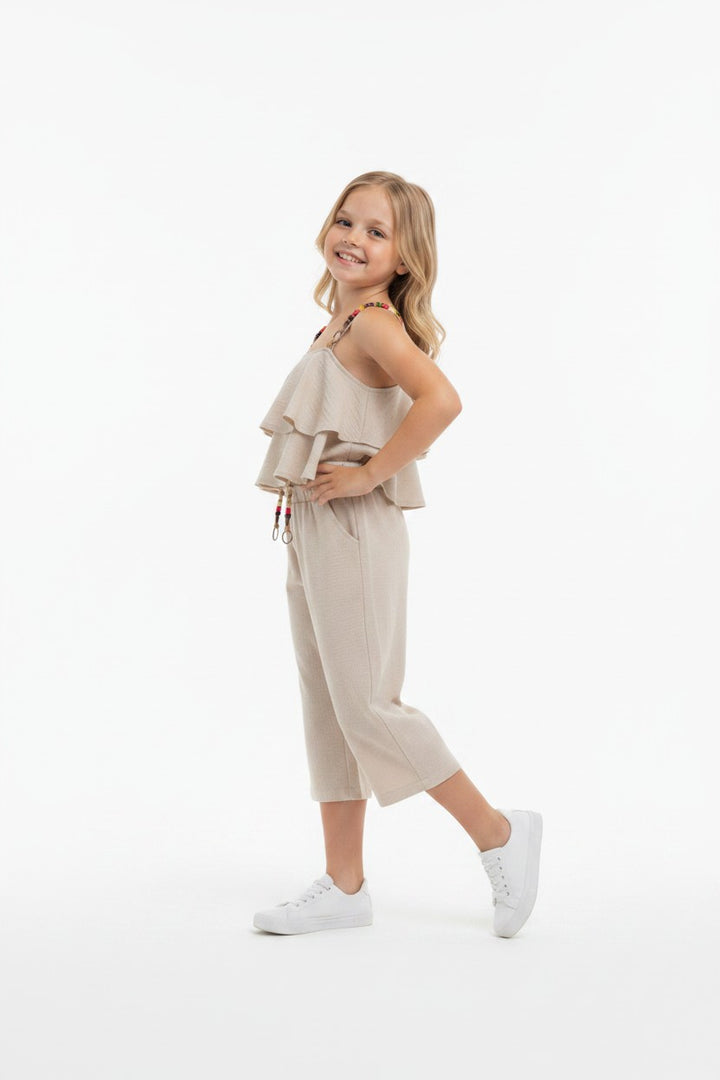 Girls' 2-Piece Ruffle Tiered Cami Top and Wide-Leg Pants Set