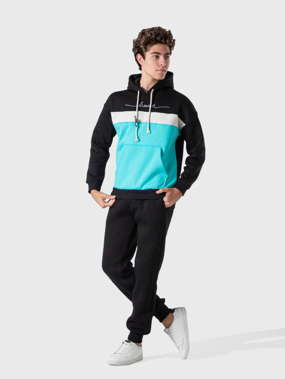 Urban Color-Block Hoodie Training Suit
