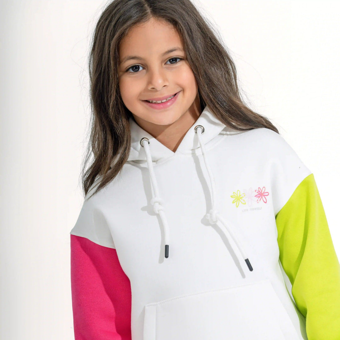 Pastel Color Block Flower Hoodie