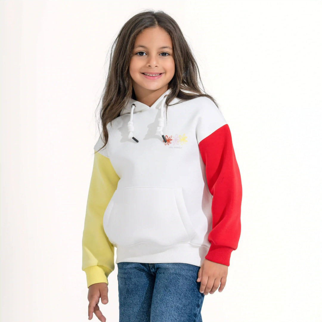 Pastel Color Block Flower Hoodie