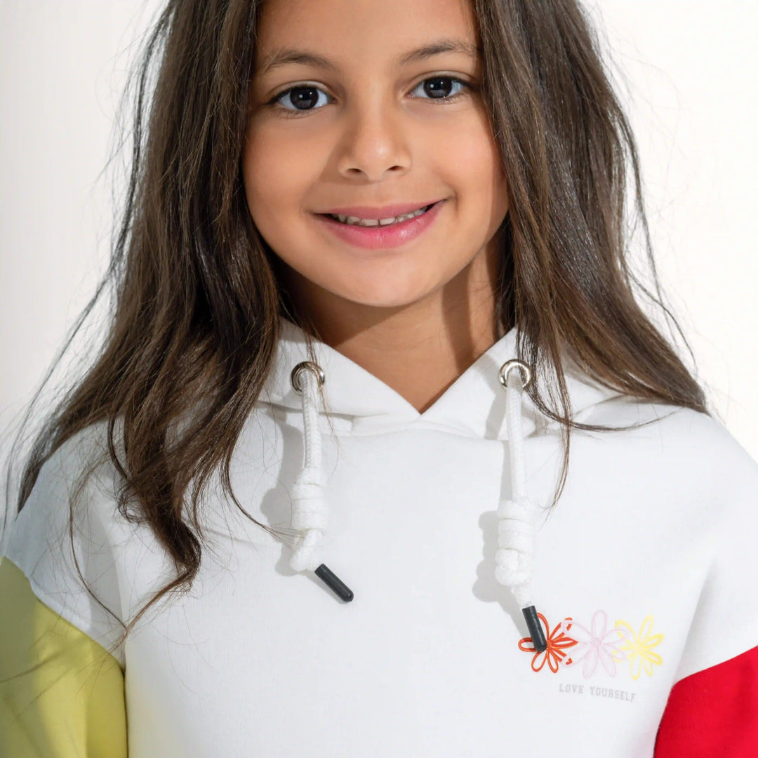 Pastel Color Block Flower Hoodie