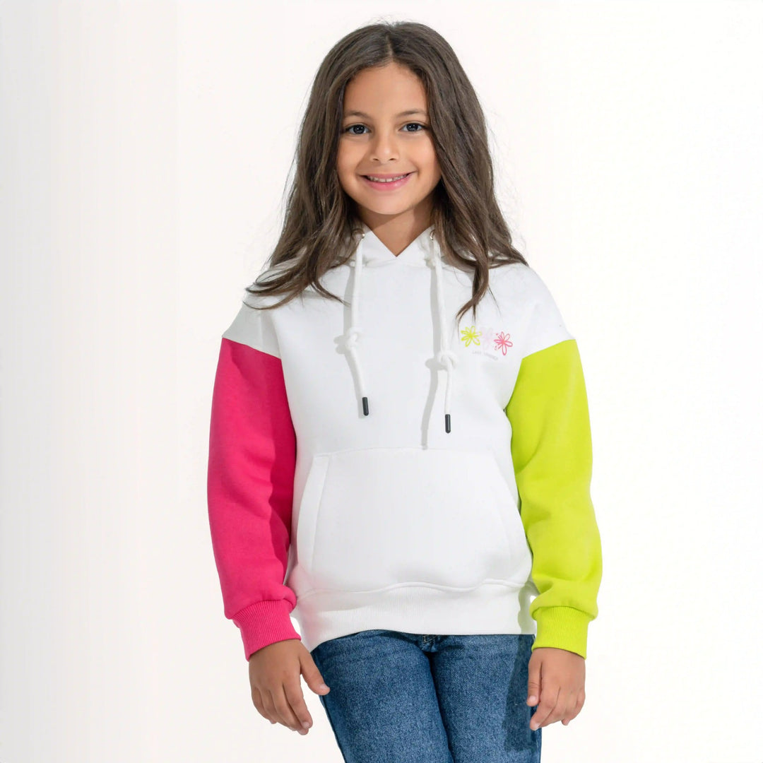 Pastel Color Block Flower Hoodie