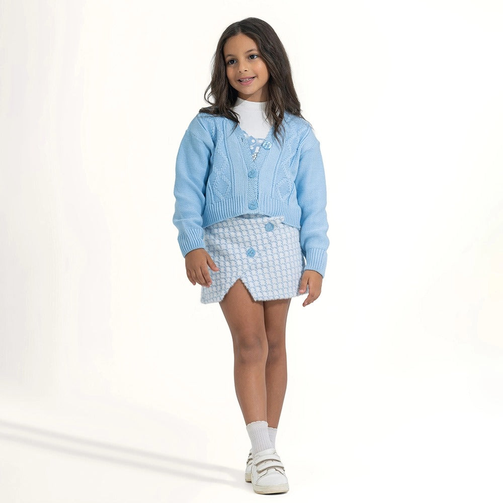 Preppy Tweed Skirt & Cardigan Set