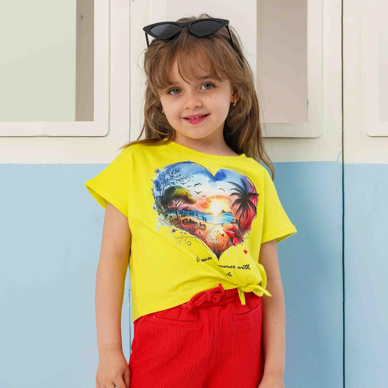 تيشيرت Heart of Summer برباط جانبي