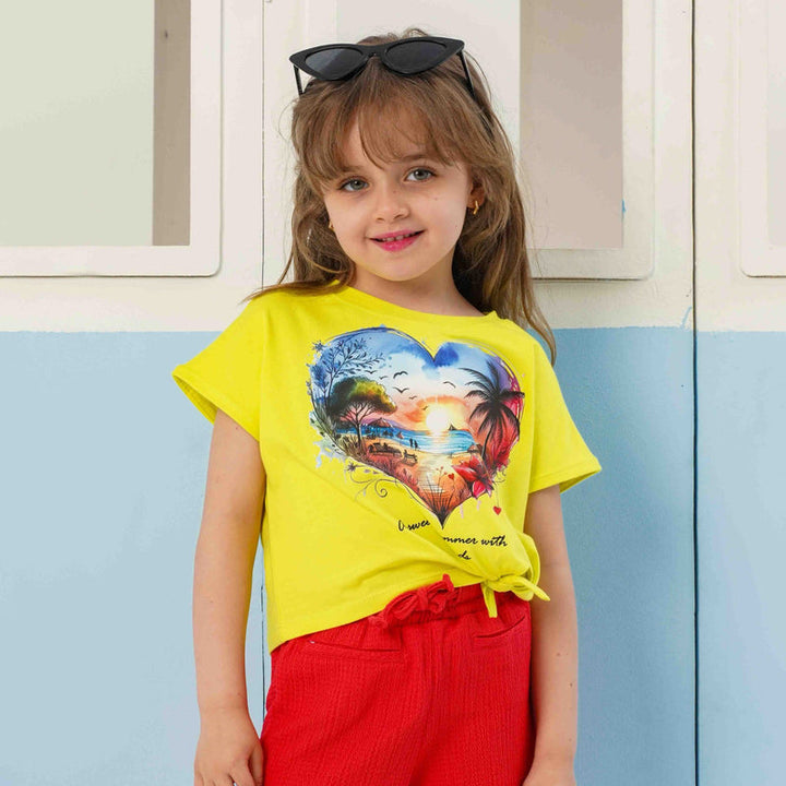 تيشيرت Heart of Summer برباط جانبي