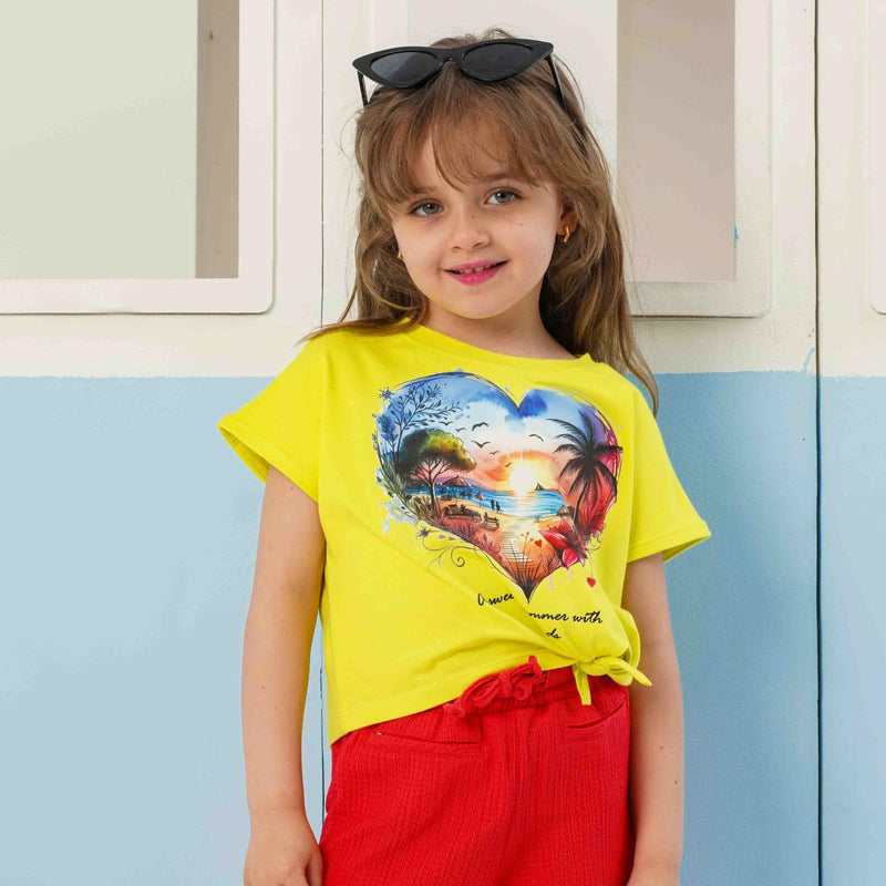 تيشيرت Heart of Summer برباط جانبي