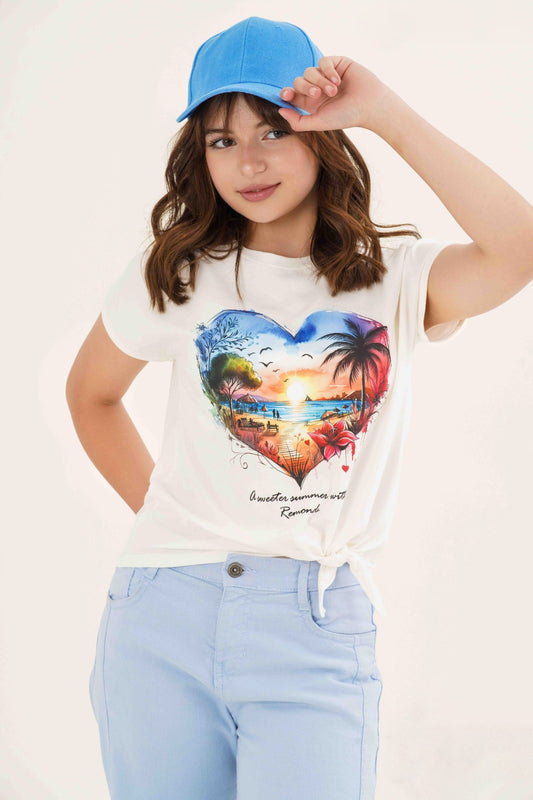 تيشيرت Heart of Summer برباط جانبي