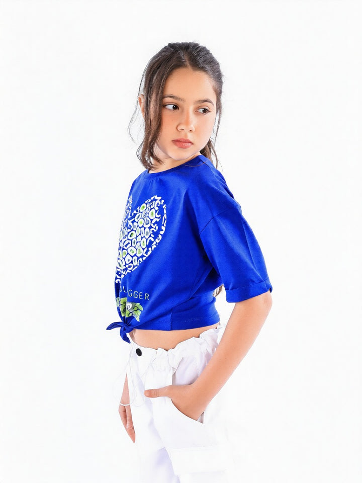 Girls' Leopard Heart Graphic Print Knot T-Shirt