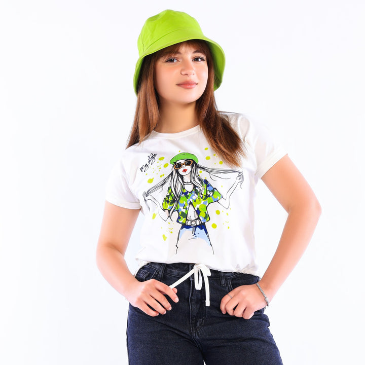 Girls' "My Style" Drawstring Hem Graphic T-Shirt