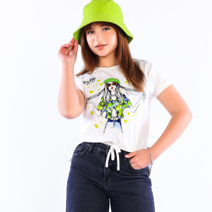 Girls' "My Style" Drawstring Hem Graphic T-Shirt