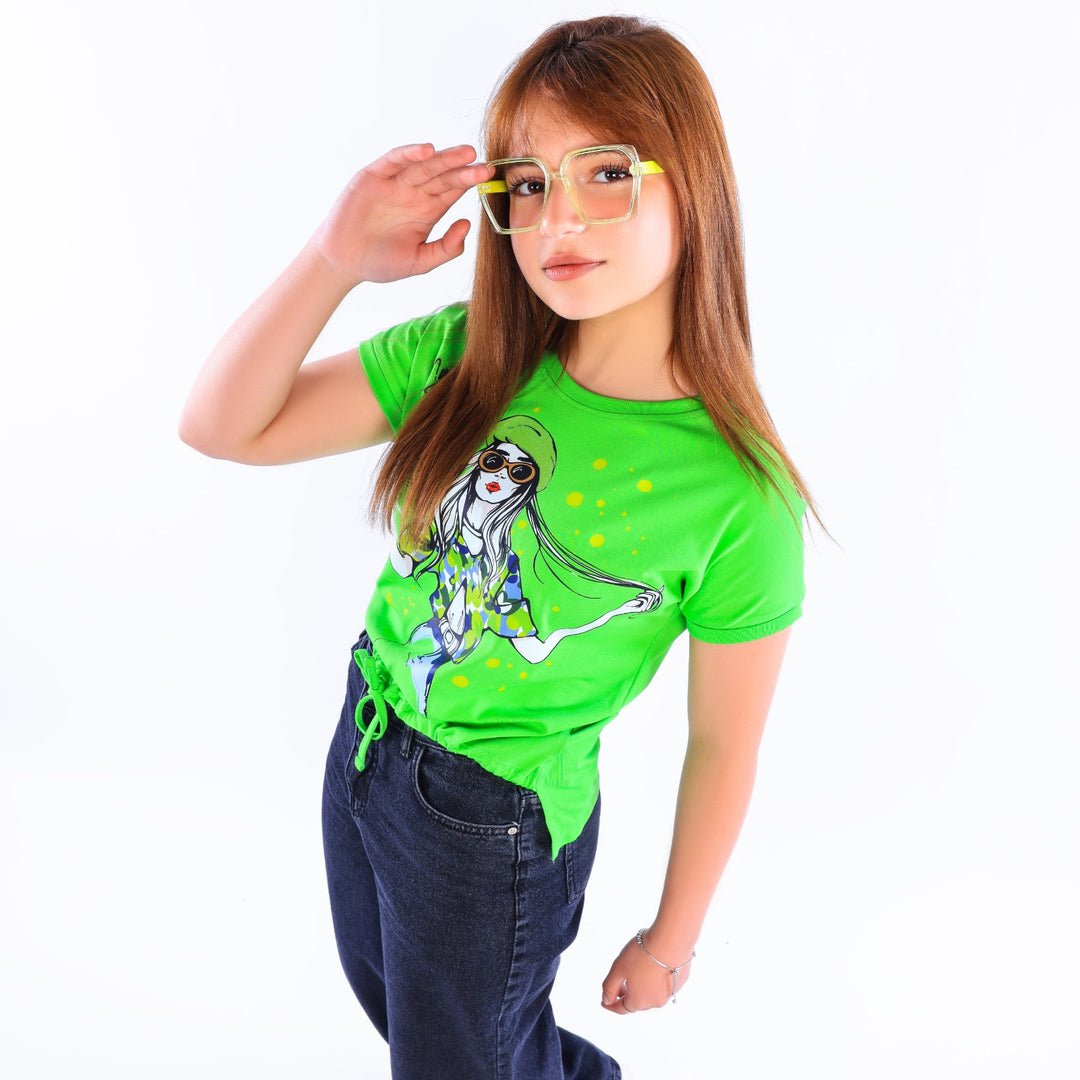 Girls' "My Style" Drawstring Hem Graphic T-Shirt