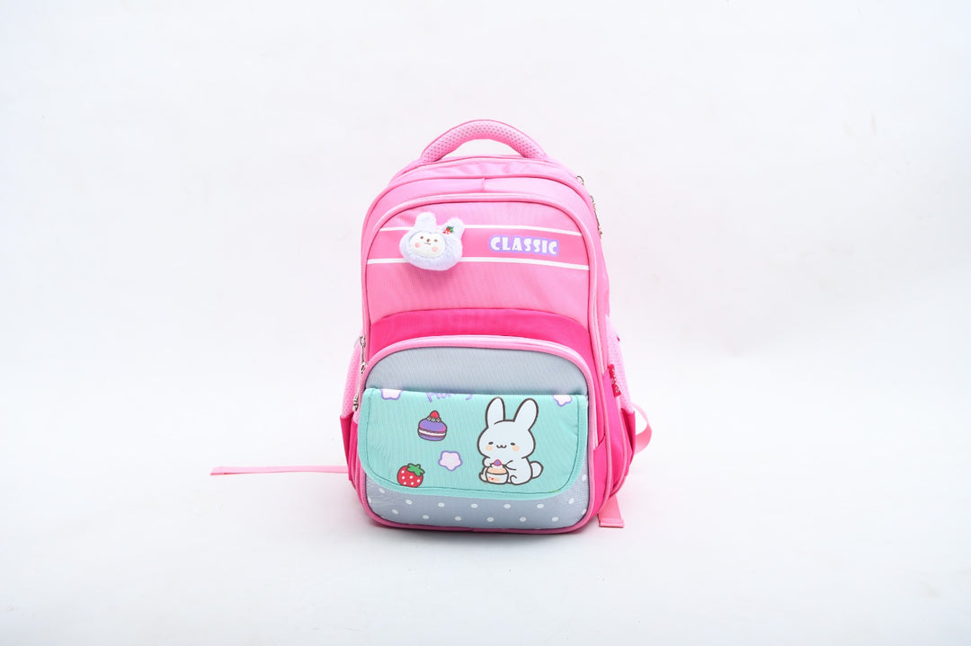 Cute Bunny & Cake Print Girls' School Backpack