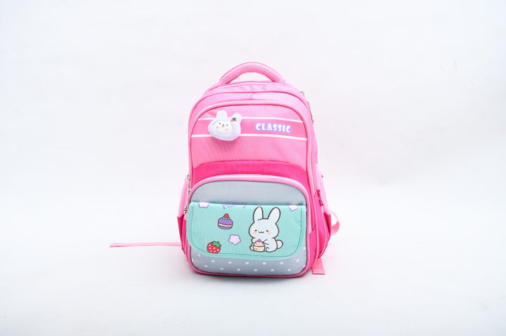 Cute Bunny & Cake Print Girls' School Backpack
