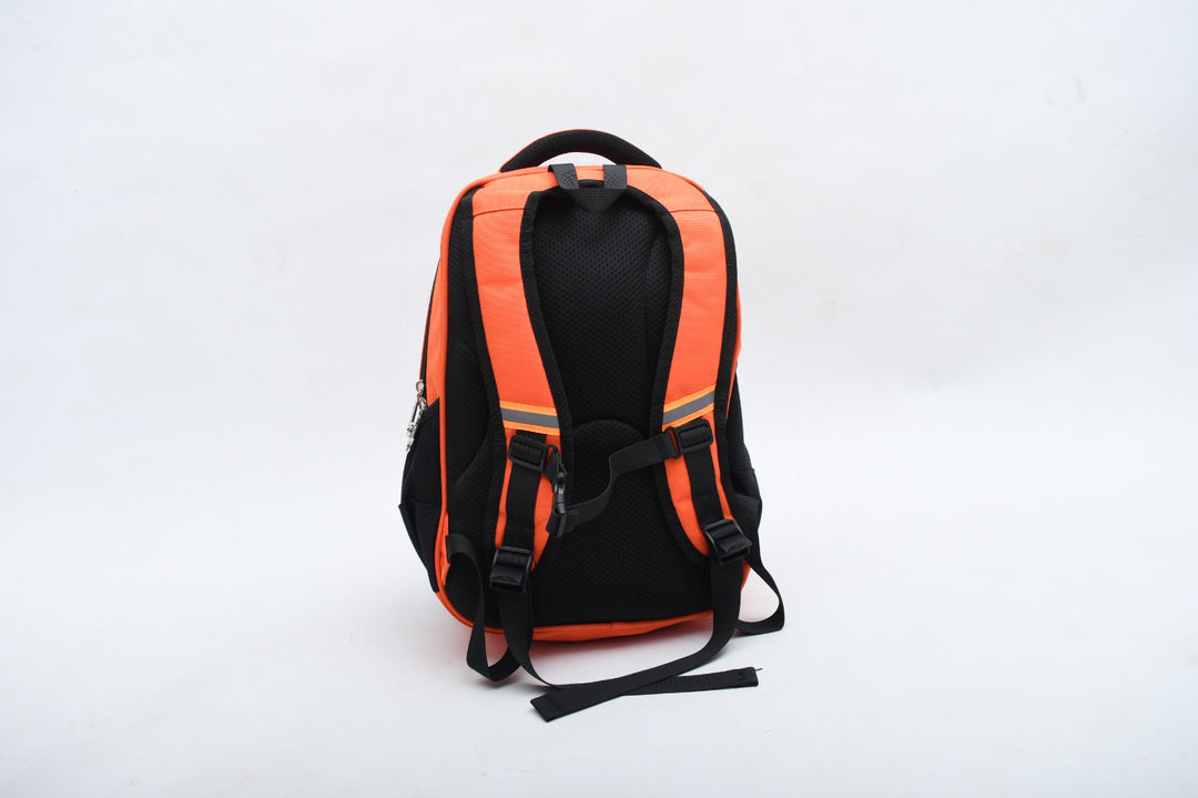 Cute Teddy Bear Print Kids School Backpack - Orange & Black