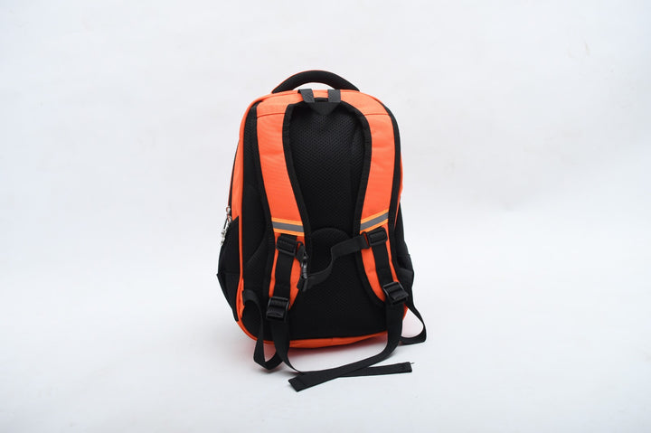 Cute Teddy Bear Print Kids School Backpack - Orange & Black