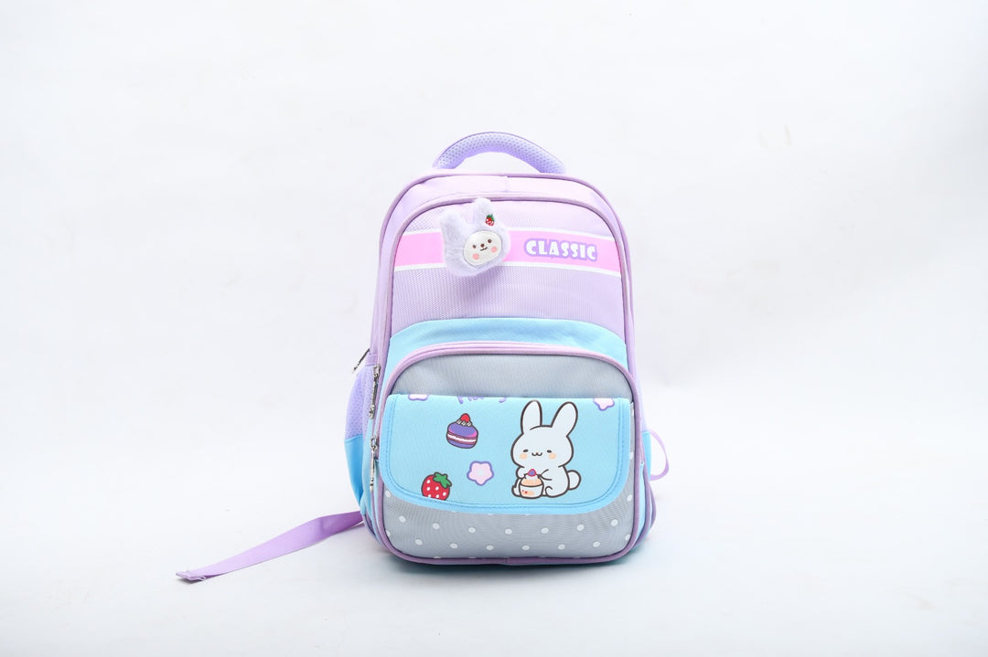 Cute Bunny & Cake Print Girls' School Backpack