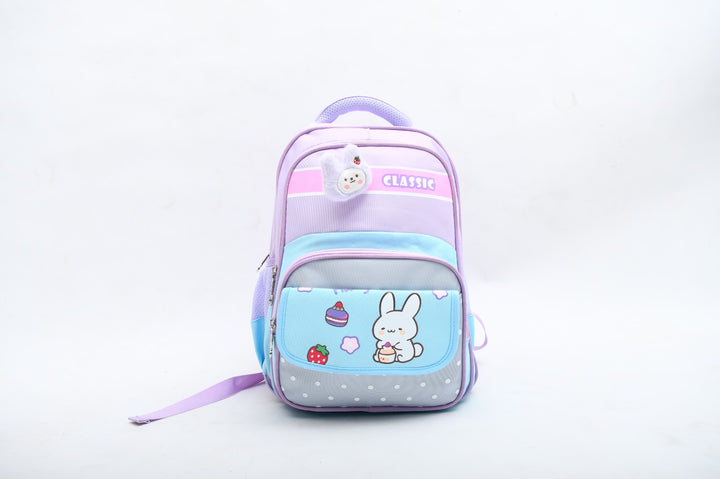 Cute Bunny & Cake Print Girls' School Backpack