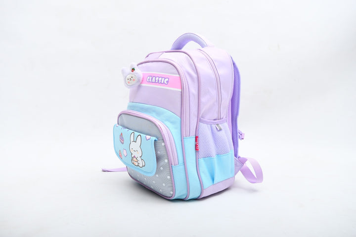 Cute Bunny & Cake Print Girls' School Backpack