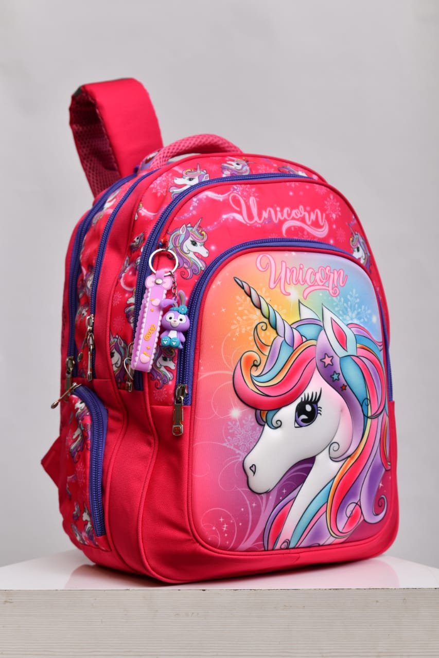 Magical Unicorn 3D Embossed Girls' School Backpack
