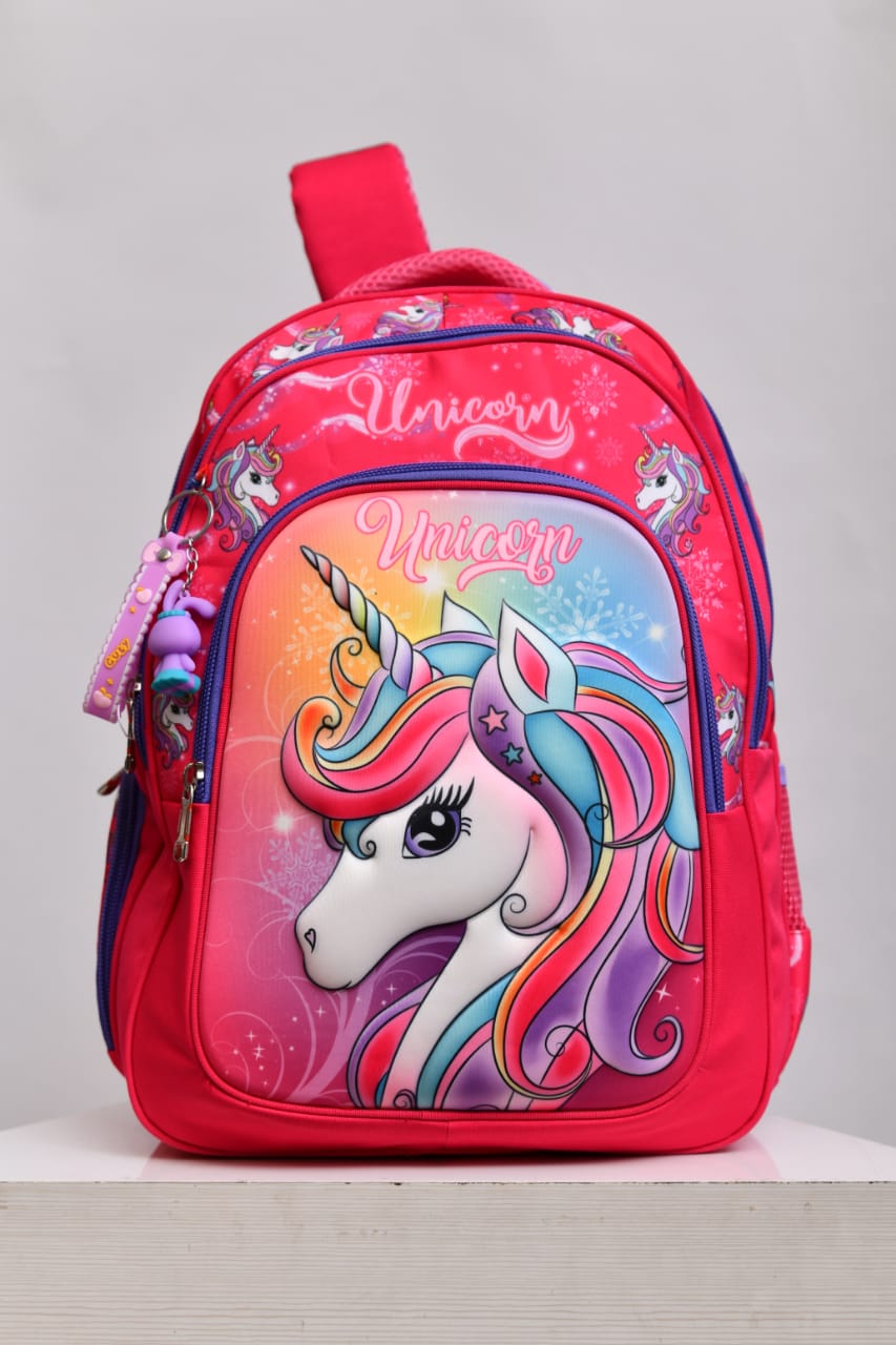 Magical Unicorn 3D Embossed Girls' School Backpack