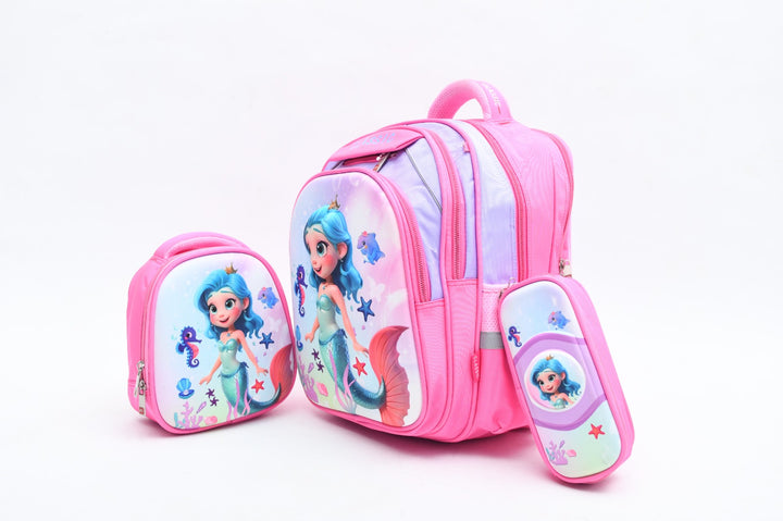 Magical Little Mermaid 3-Piece School Backpack Set with Lunch Bag & Pencil Case