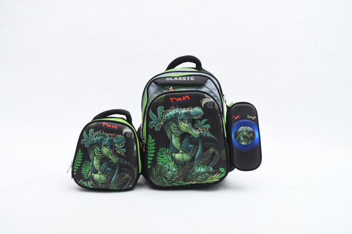 Roaring T-Rex 3-Piece School Backpack Set with Lunch Bag & Pencil Case