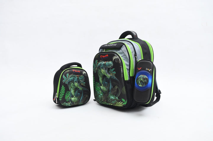 Roaring T-Rex 3-Piece School Backpack Set with Lunch Bag & Pencil Case