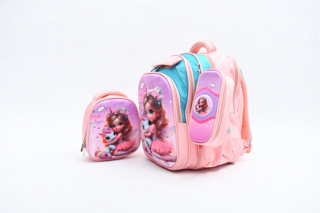 3D Embossed "Dream Bigger" Girls' Fantasy School Bag Combo Set
