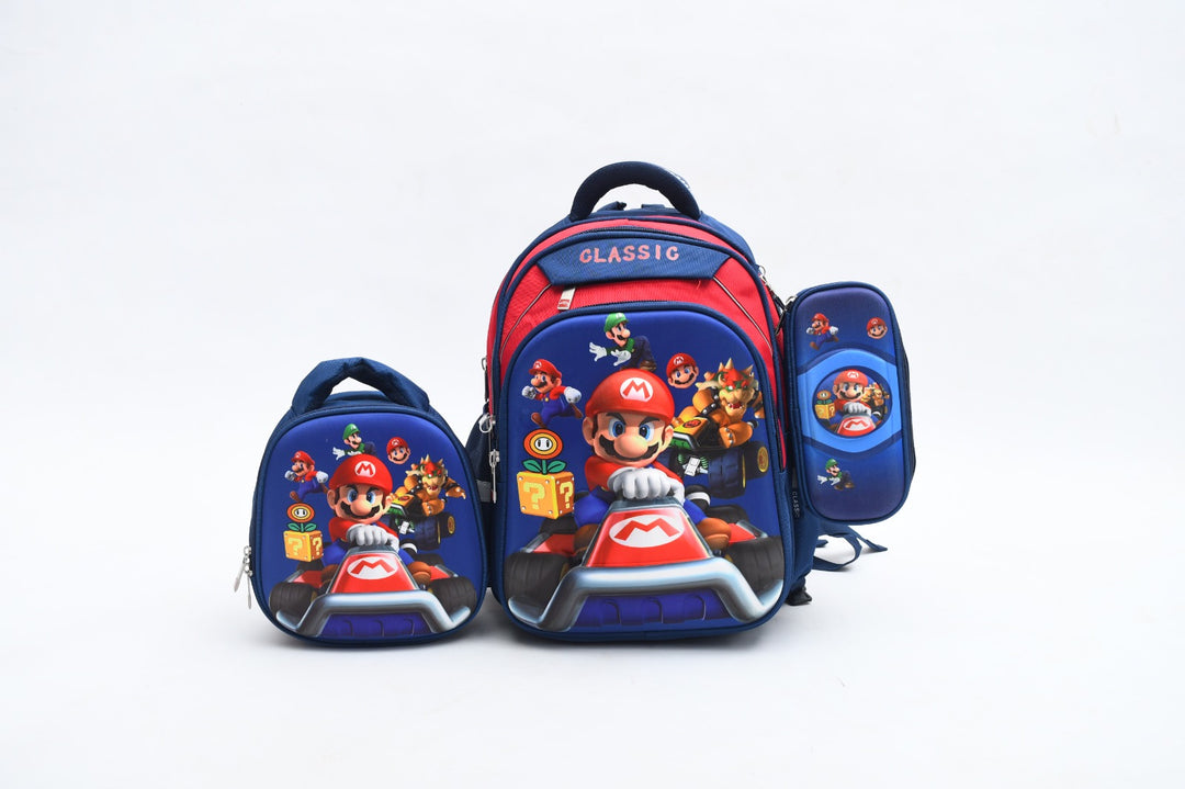 Super Mario Kart 3-Piece School Backpack Set with Lunch Bag & Pencil Case