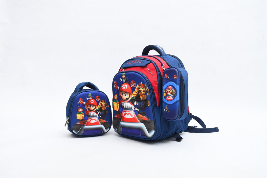 Super Mario Kart 3-Piece School Backpack Set with Lunch Bag & Pencil Case