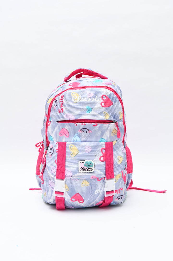 Cute Hearts & Stars Printed Student School Backpack