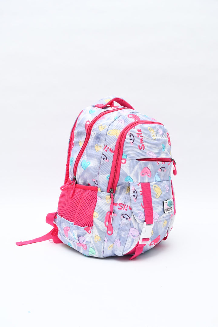 Cute Hearts & Stars Printed Student School Backpack