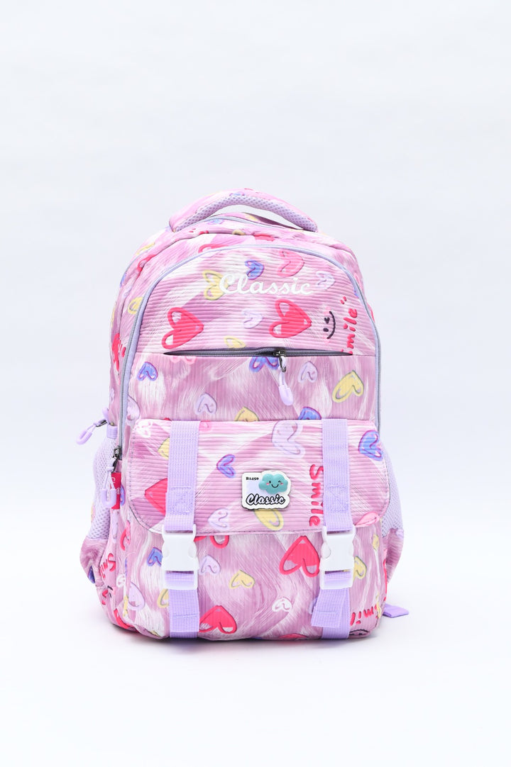 Cute Hearts & Stars Printed Student School Backpack
