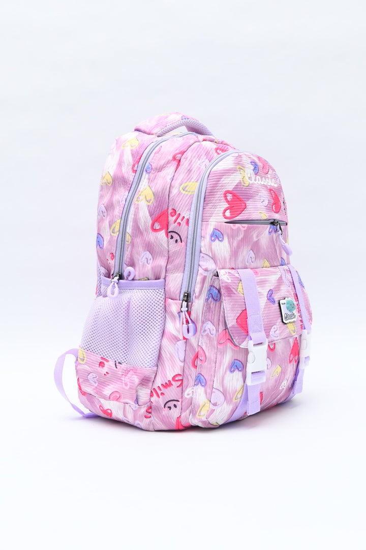 Cute Hearts & Stars Printed Student School Backpack