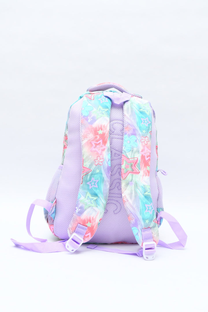 Magical Pastel Star Print School Backpack with Front Buckles