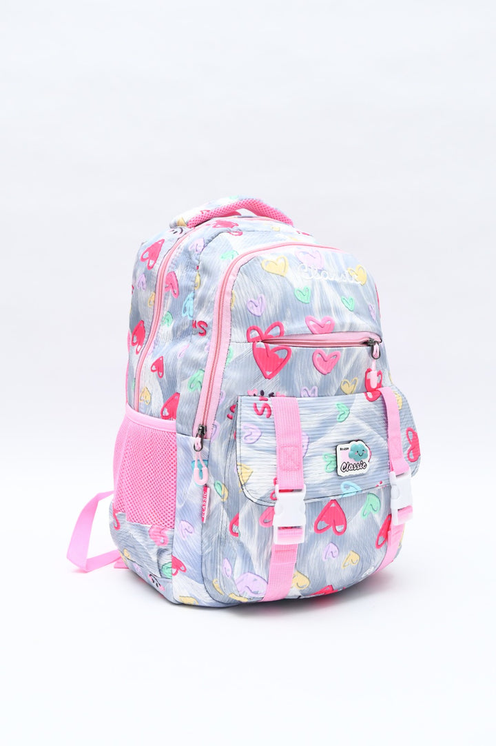 Cute Hearts & Stars Printed Student School Backpack