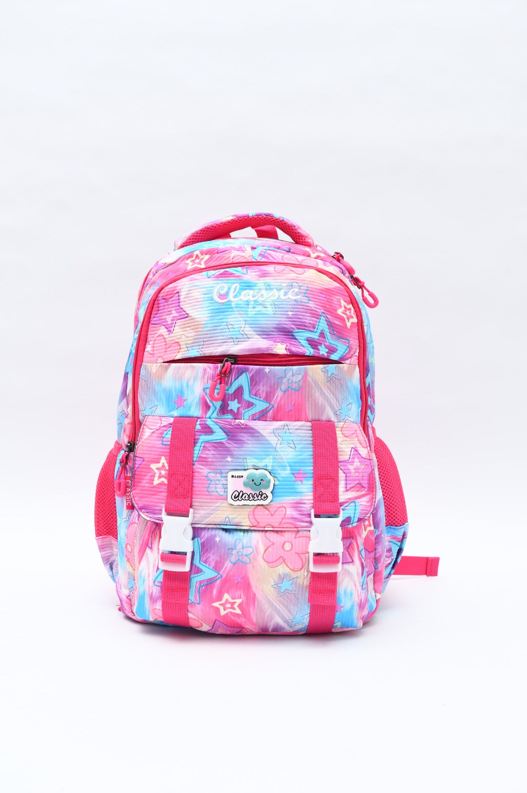 Magical Pastel Star Print School Backpack with Front Buckles