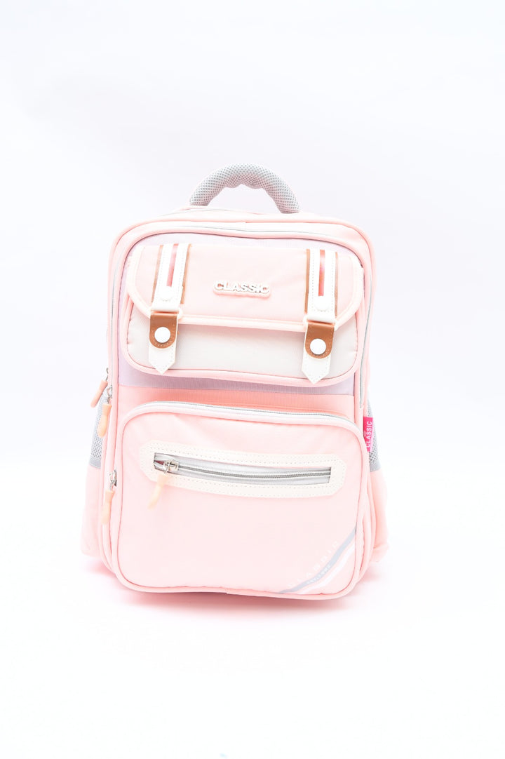 Classic Multi-Pocket School Backpack with Buckle Detail