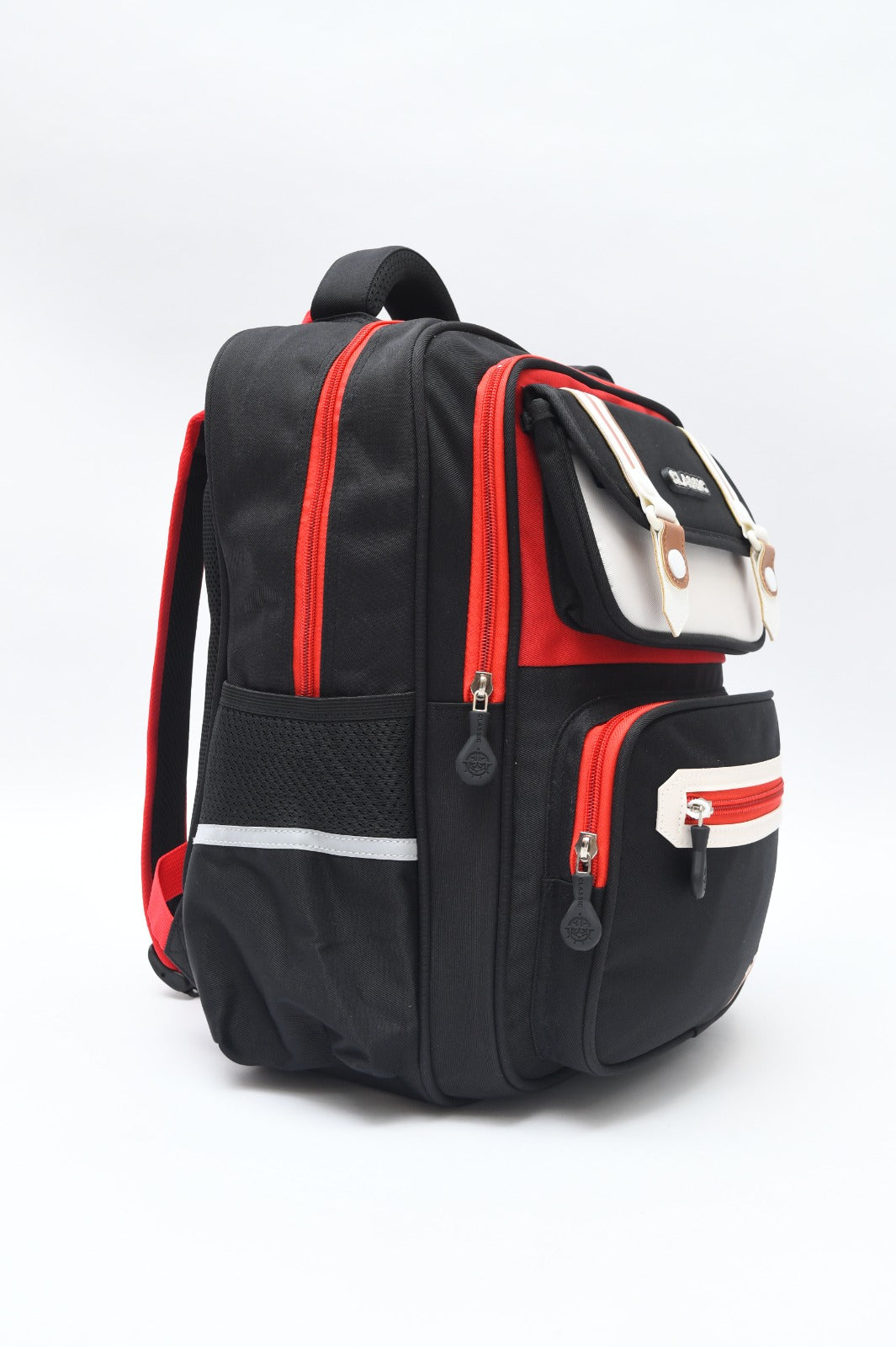 Classic Multi-Pocket School Backpack with Buckle Detail