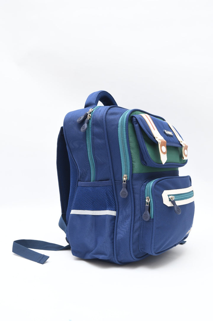 Classic Multi-Pocket School Backpack with Buckle Detail