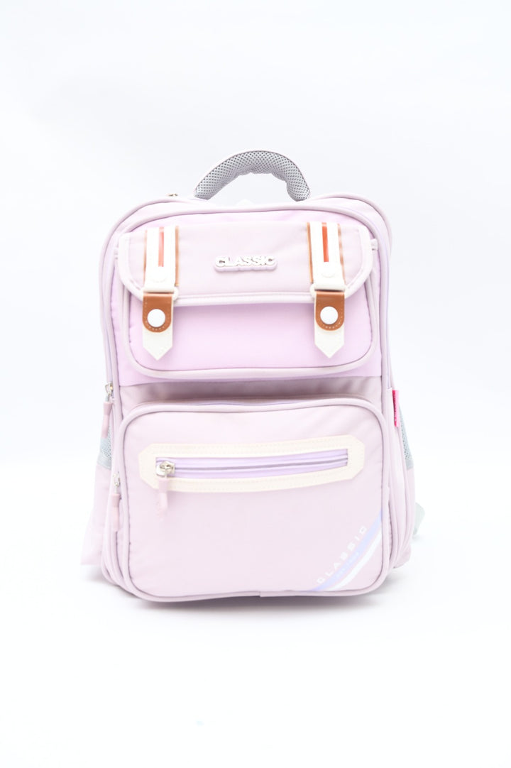 Classic Multi-Pocket School Backpack with Buckle Detail