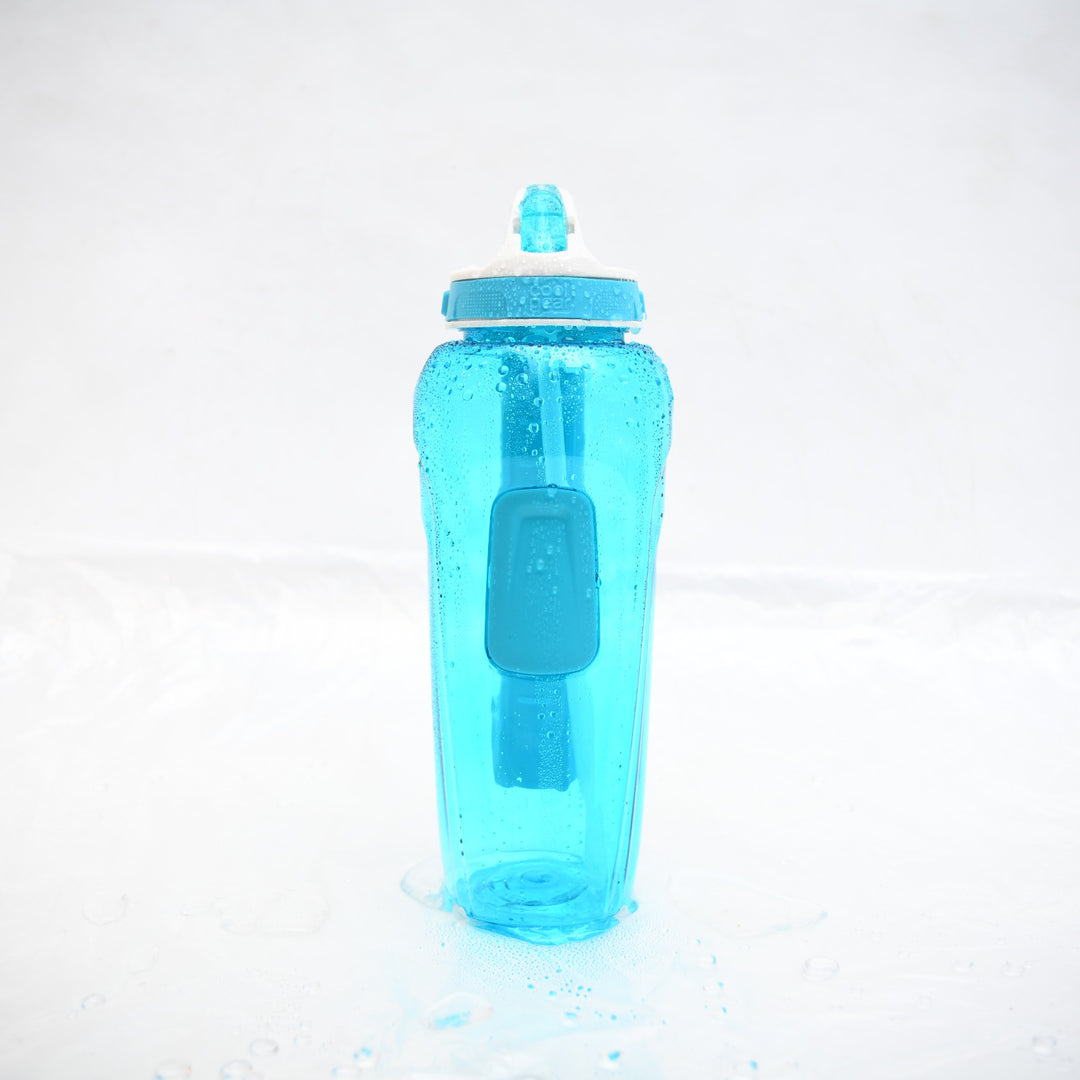 Cool Gear Reusable Sports Water Bottle with Gel Freezer Stick & Flip Straw